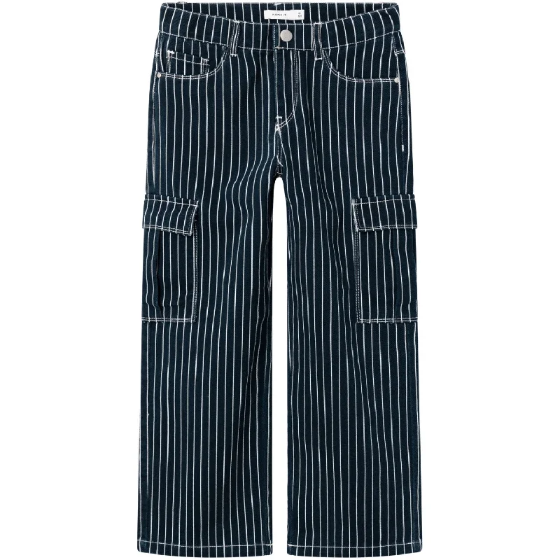 Plus Size Women's High - Waisted Bootcut Jeans in Distressed StyleName It Dark Sapphire Rose Wide Twill Pants