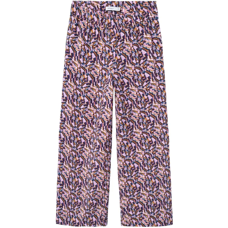 Cigarette Style Women's Printed Linen Blend Pants for Casual DaysName It Pastel Lavender Killa Wide Pants