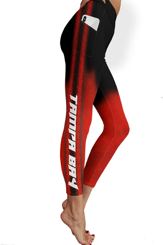 Women's High - Waisted Tight Trousers with Side Slits in Beige for a Trendy LookFootball Team Leggings