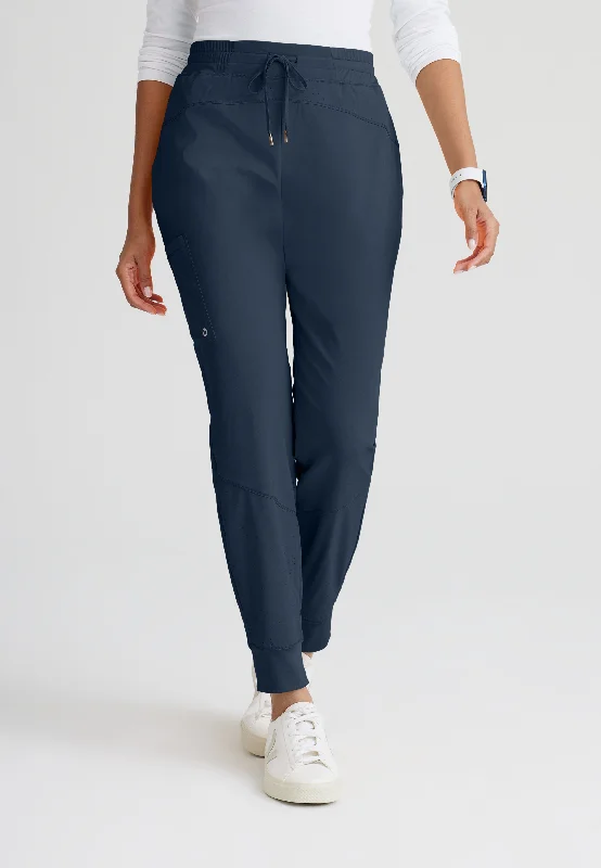 Plus Size Women's Patchwork - Design Jeans for a Unique AppearanceBoost 3-Pocket Mid-Rise Jogger Scrub Pant Plus Size Women's Patchwork - Design Jeans for a Unique AppearanceBoost 3-Pocket Mid-Rise Jogger Scrub Pant