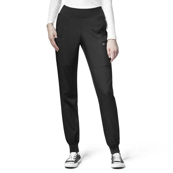 Plus Size Women's Metallic - Finish Joggers for a Stylish LoungeWonderWink W123 Women's 5555 Yoga Waist Jogger Scrub Pant - PETITE