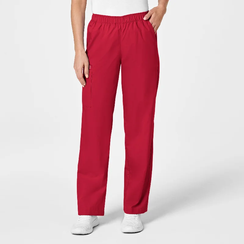 Straight - Leg Women's Vegan Leather Pants for a Chic LookWonderWORK Women's Pull-On Cargo Scrub Pant - Red