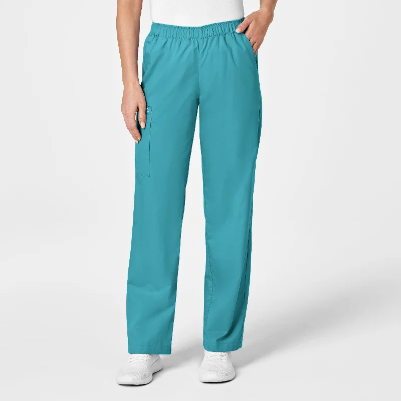 Cigarette Style Women's Printed Linen Blend Pants for Casual DaysWonderWORK Women's Pull-On Cargo Scrub Pant - Teal Blue