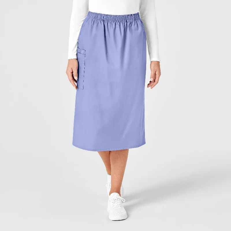 Tapered Leg Women's Wool Blend Trousers for WinterWonderWORK Women's Pull On Cargo Scrub Skirt - Ceil Blue