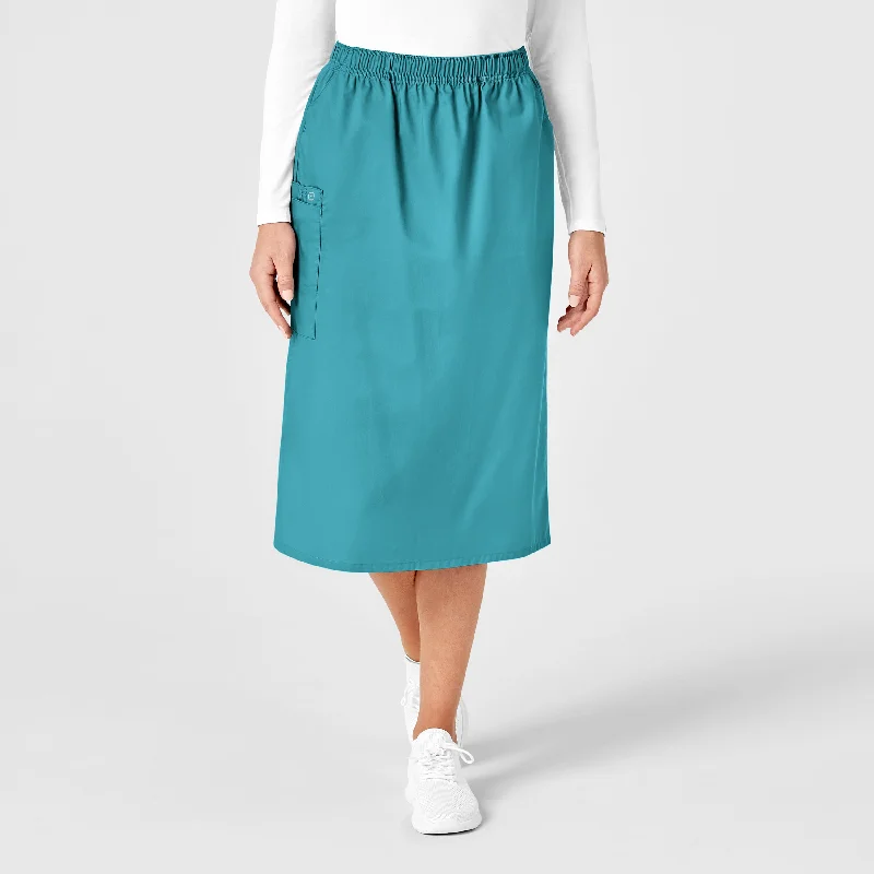 Cigarette Style Women's Printed Linen Blend Pants for Casual DaysWonderWORK Women's Pull On Cargo Scrub Skirt - Teal Blue