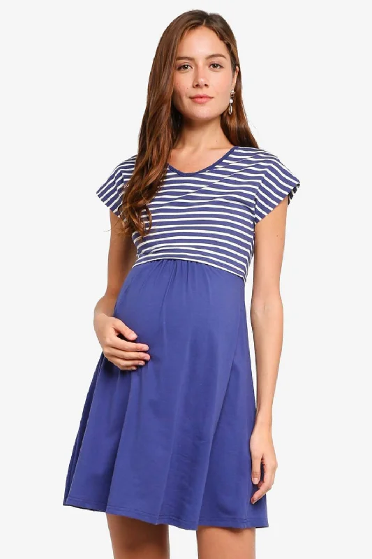 seamless sports bras for minimal chafingAnisha Navy Stripe Nursing Dress