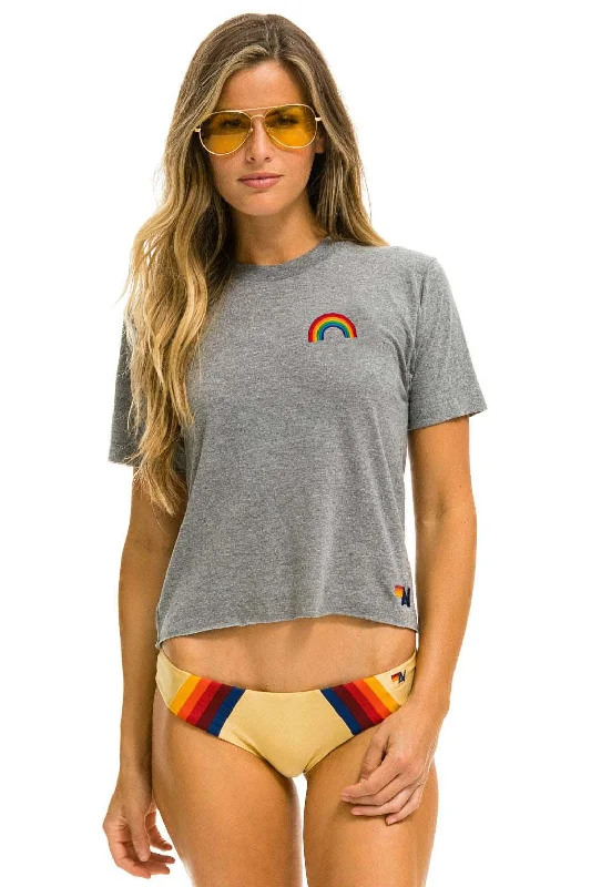 Women's red satin briefs for a passionate statementAviator Nation Women's Rainbow Embroidery Boyfriend Tee - Heather Grey