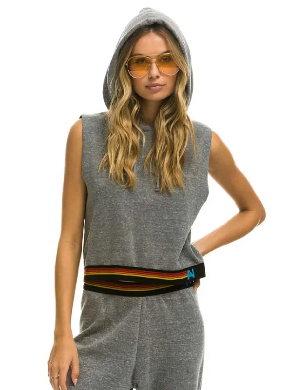 Women's travel - friendly briefs for easy packingAviator Nation Women's Logo Stripe Sleeveless Crop Pullover Hoodie - Heather Grey Women's travel - friendly briefs for easy packingAviator Nation Women's Logo Stripe Sleeveless Crop Pullover Hoodie - Heather Grey