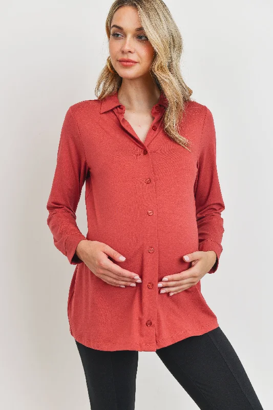 Viscose/Cotton Blend Jersey Long Sleeve Maternity Blouse