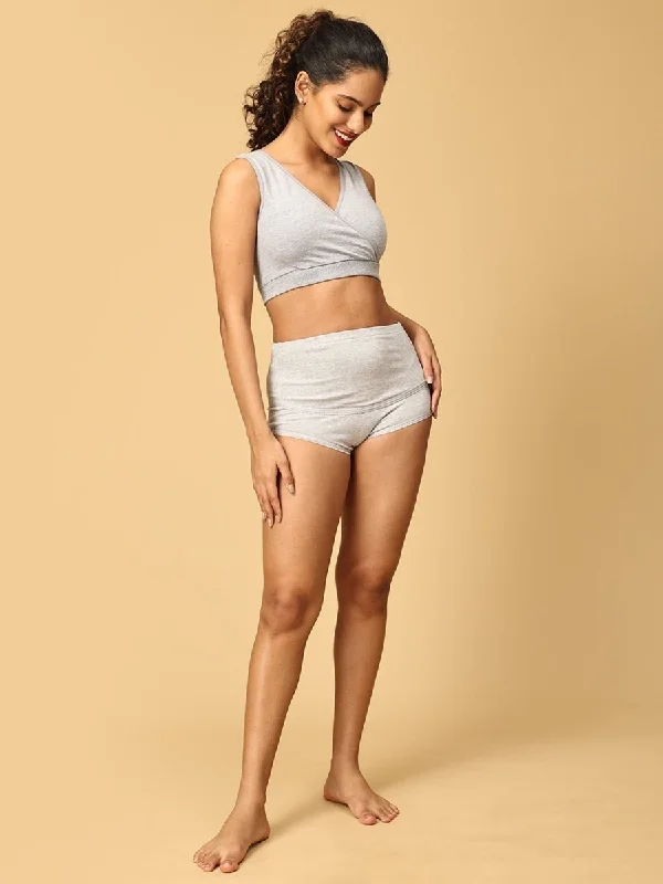 sleep bras for all night comfortCombo Of Maternity Nursing Sleep Bra and Overbelly Support Panties -Grey sleep bras for all night comfortCombo Of Maternity Nursing Sleep Bra and Overbelly Support Panties -Grey