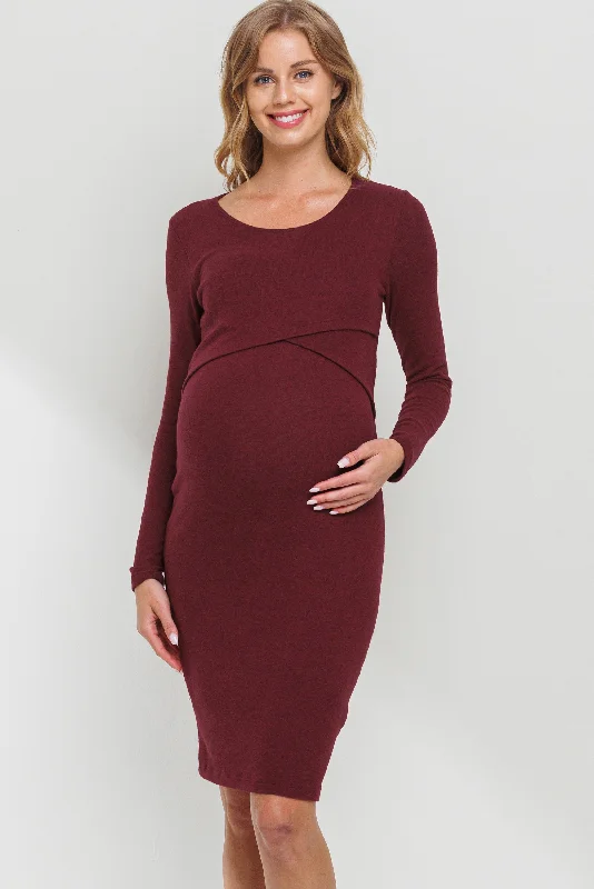 Double Layer Long Sleeve Nursing/Maternity Dress