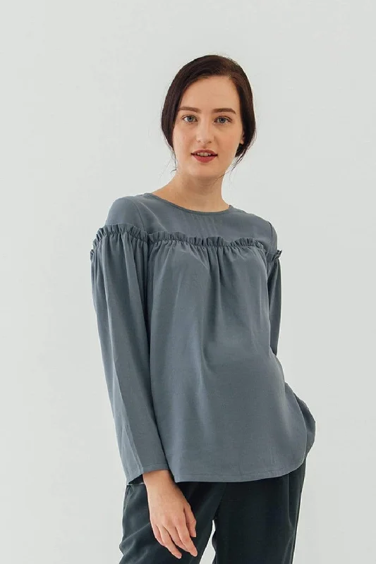 t - shirt bras for a smooth look under clothesFlounce Long Sleeves Cherice Top Charcoal t - shirt bras for a smooth look under clothesFlounce Long Sleeves Cherice Top Charcoal