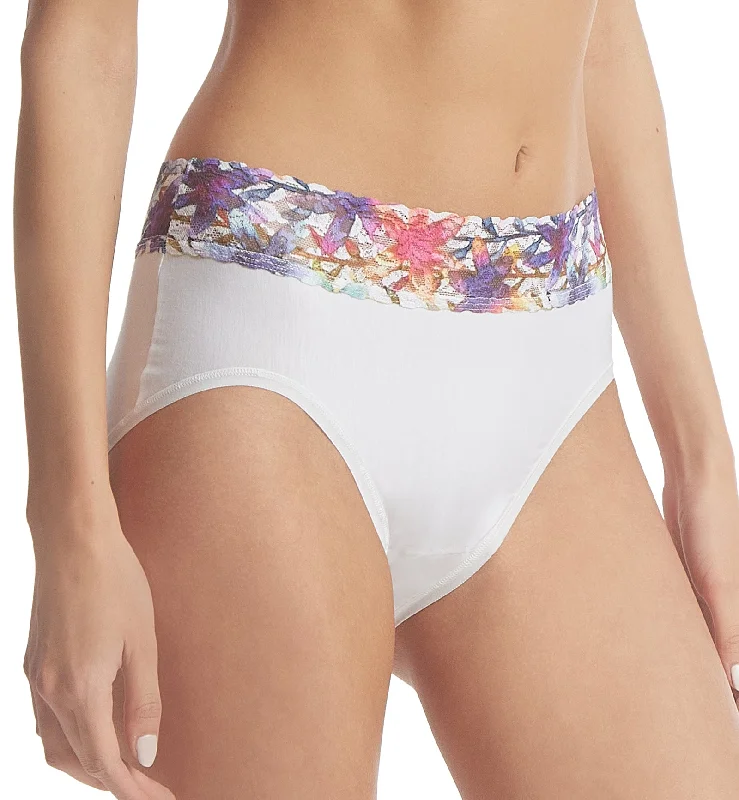 Hanky Panky Cotton-Spandex French Brief (892441) - White/Still Blooming