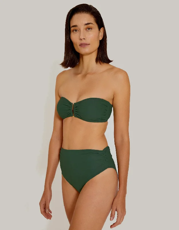 High Waist European Cut Bikini Bottom in Brunswick Green