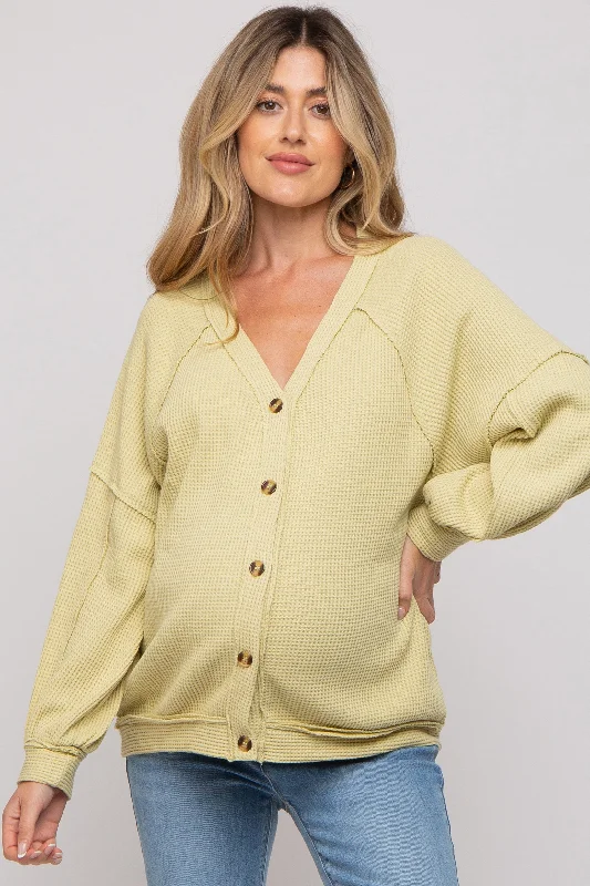 padded bras for added volumeLime Waffle Knit Button Long Sleeve Maternity Top
