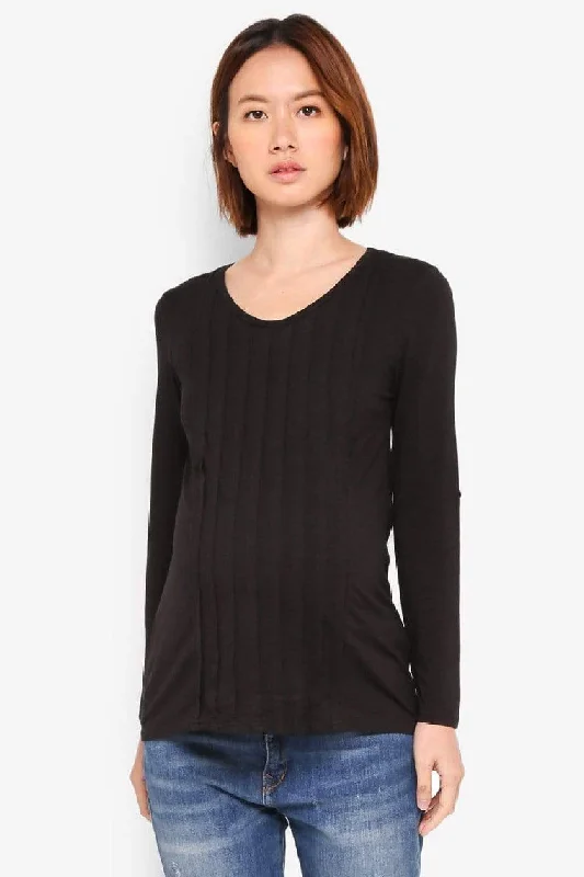 seamless t - shirt bras for everyday wearLong Sleeved Venus Pleats Row Nursing Top Black seamless t - shirt bras for everyday wearLong Sleeved Venus Pleats Row Nursing Top Black
