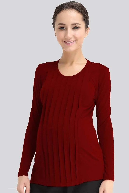 plus size nursing bras for breastfeeding momsLong Sleeved Bamboo Cotton Venus Pleats Row Nursing Top Maroon plus size nursing bras for breastfeeding momsLong Sleeved Bamboo Cotton Venus Pleats Row Nursing Top Maroon