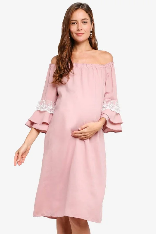 convertible bras with adjustable strapsLong Sleeves Off-Shoulder Dericka Dusty Pink Maternity Dress convertible bras with adjustable strapsLong Sleeves Off-Shoulder Dericka Dusty Pink Maternity Dress