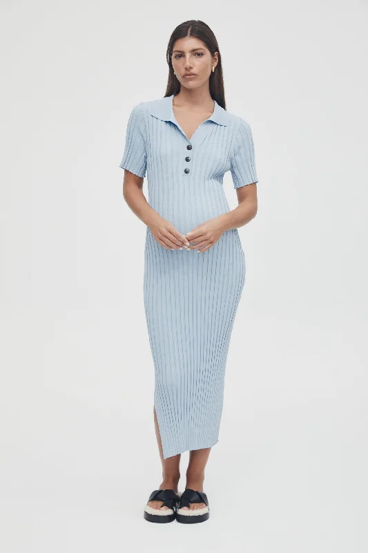 Luxe Polo Dress (Sky Blue)