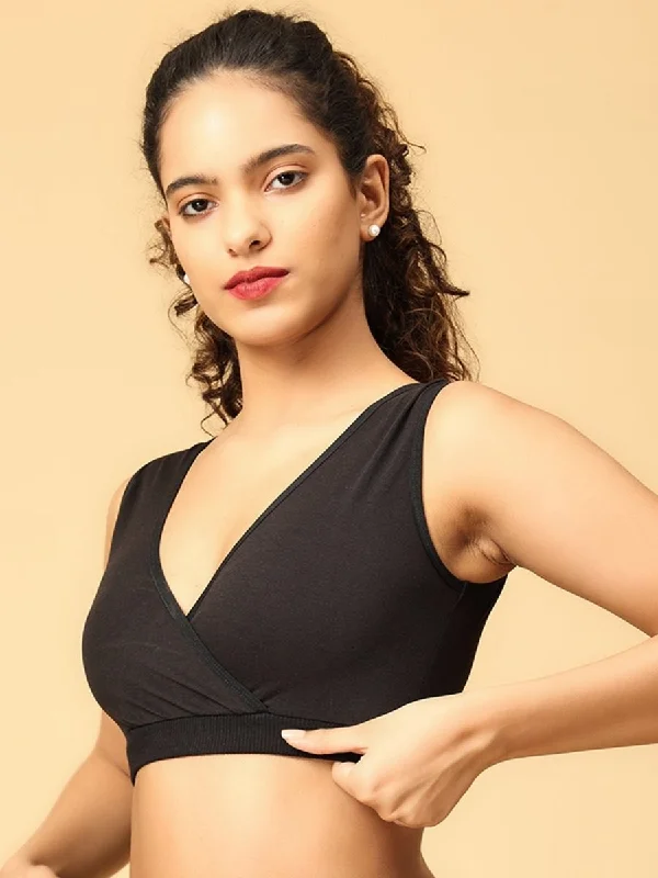 minimizer plus size bras for curvy figuresMaternity Nursing Sleep Bra - Black