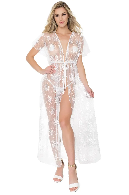 corset style women lingerie for a defined waistMesh Robe In White - Coquette
