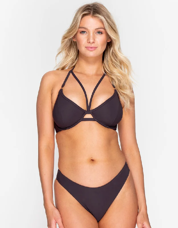 Women's string briefs with a metallic accentMiss Mandalay Icon Strappy Bikini Top Raisin Women's string briefs with a metallic accentMiss Mandalay Icon Strappy Bikini Top Raisin