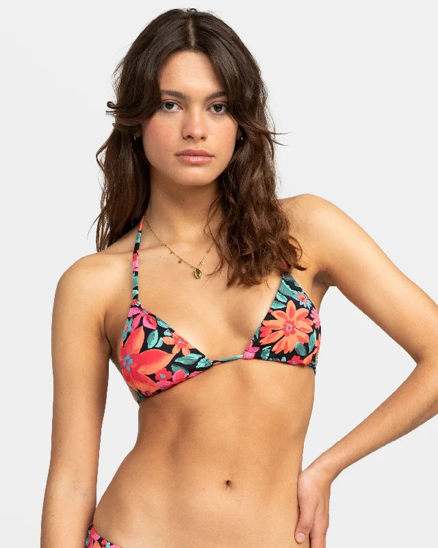 Women's spandex - blend briefs for stretchPrinted Beach Classics Slide Triangle Bikini Top - Anthracite Floral Fiesta