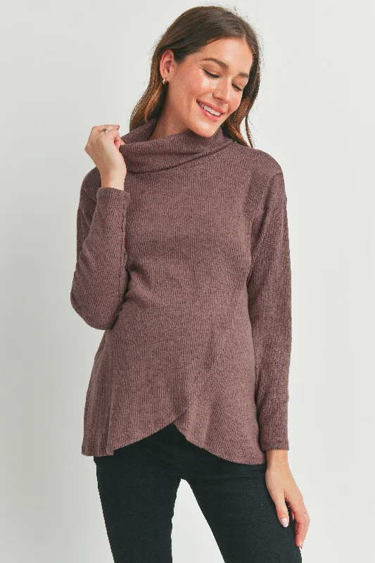 minimizer bras to reduce bust sizeRibbed Turtleneck Overlap Maternity Sweater