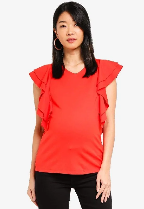 bralette with underwire for added supportRuffles Sleeves Crissy Coral Nursing Top