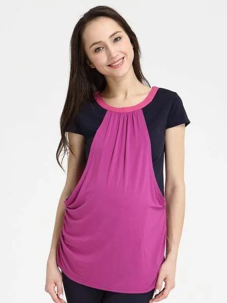 wireless bras for a natural feelOrea Contrast Nursing Top Plum