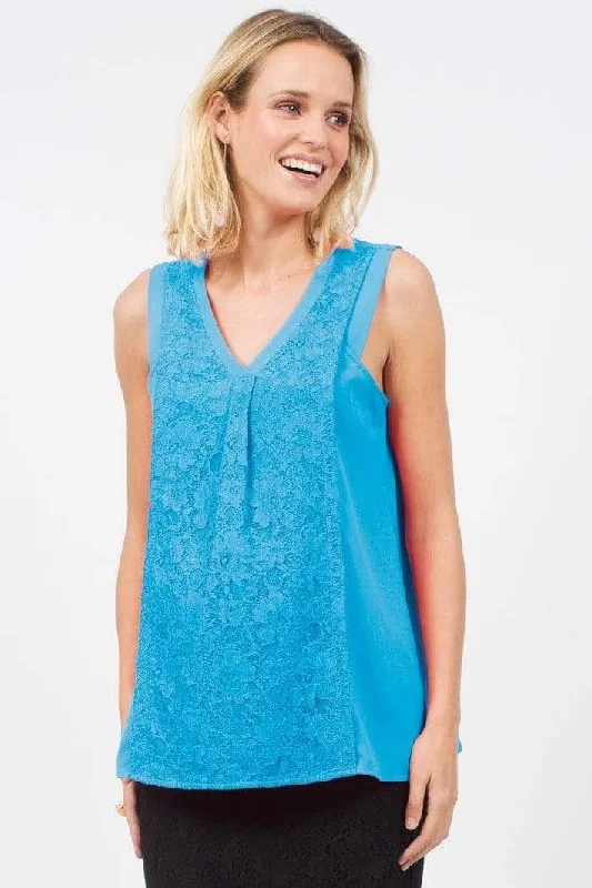 lace balconette bras for a luxurious feelAryana V-Neck Lace Sleeveless Nursing Top Blue lace balconette bras for a luxurious feelAryana V-Neck Lace Sleeveless Nursing Top Blue