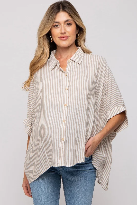 minimizer plus size bras for curvy figuresTaupe Striped Button Up Dolman Maternity Top minimizer plus size bras for curvy figuresTaupe Striped Button Up Dolman Maternity Top