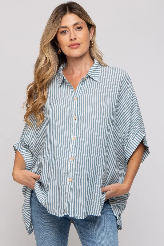 bralette sports bras for light exerciseTeal Striped Button Up Dolman Maternity Top