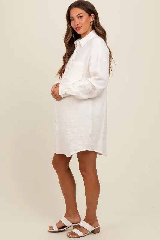 plus size bras with good supportWhite Rolled Cuff Maternity Button Down Dress