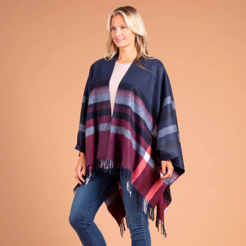 plus size women cardigan for comfortable layeringPlaid Ruana Wrap