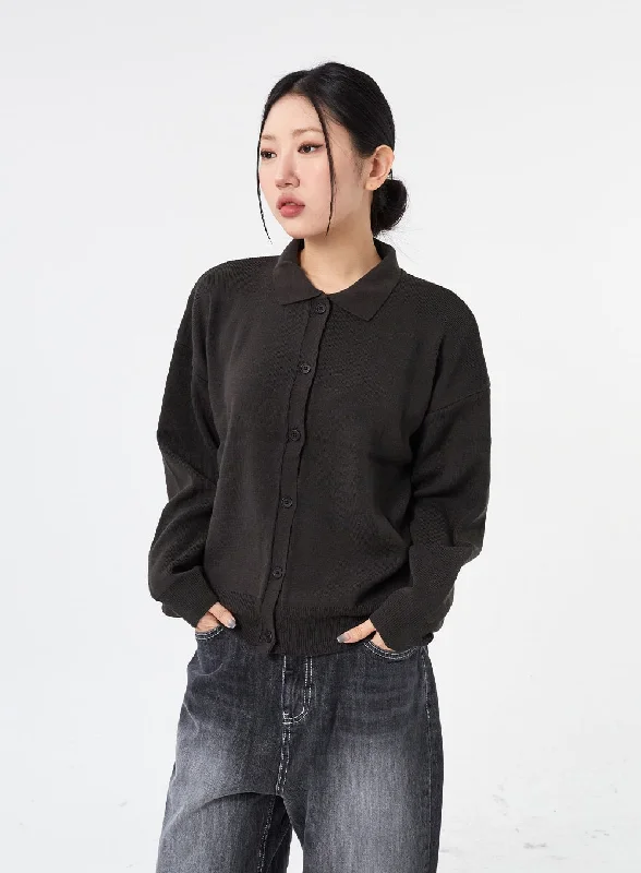 button down women cardigan with vintage buttonsButton Collar Cardigan CM315
