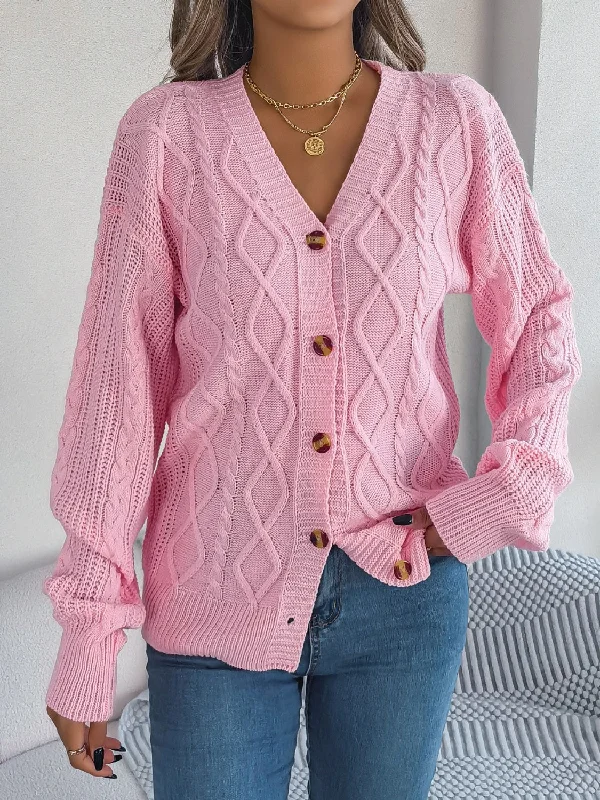 hooded women cardigan for added warmth and styleCable-Knit Long Sleeve Cardigan
