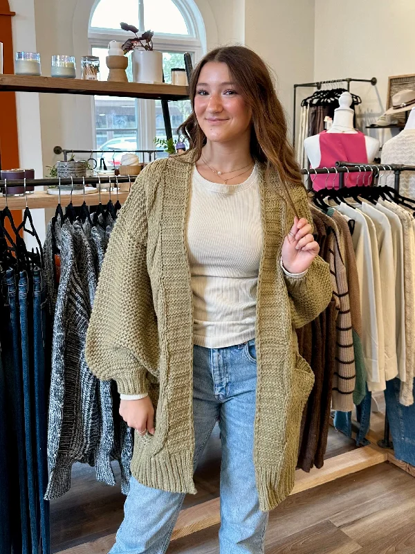 Olive Chunky Cardigan