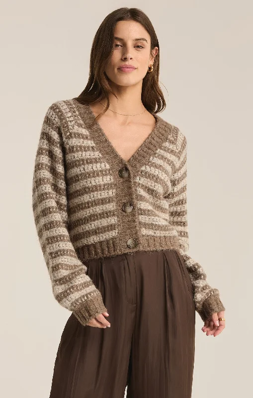 cashmere blend women cardigan for a luxurious feelEste Metallic Stripe Cardigan