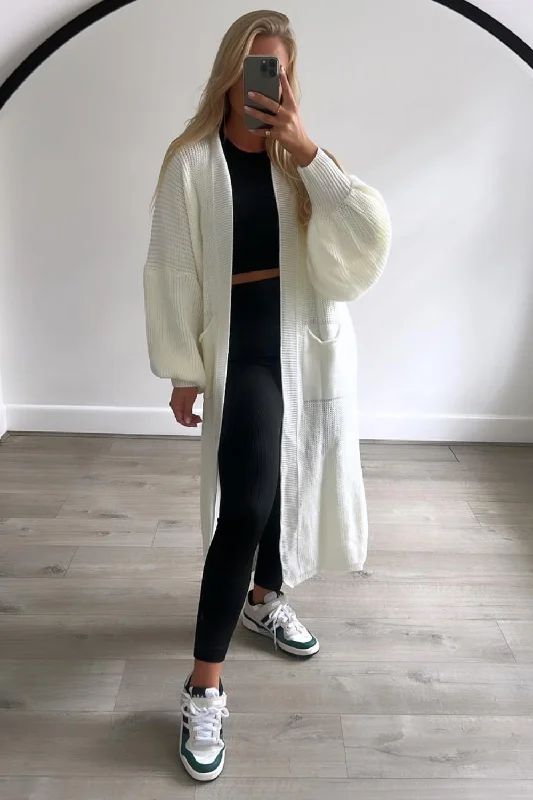 cropped women cardigan to pair with high - waisted jeansEvie cream long knitted cardigan cropped women cardigan to pair with high - waisted jeansEvie cream long knitted cardigan