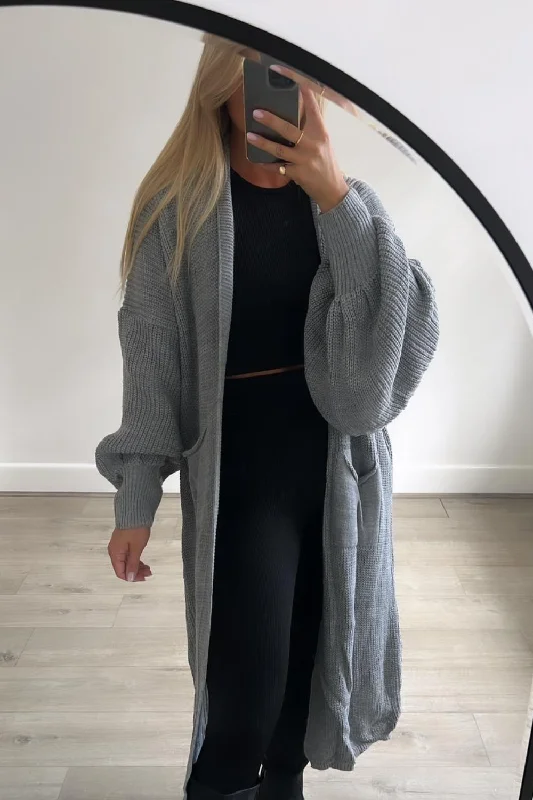 cashmere blend women cardigan for a luxurious feelEvie grey long knitted cardigan