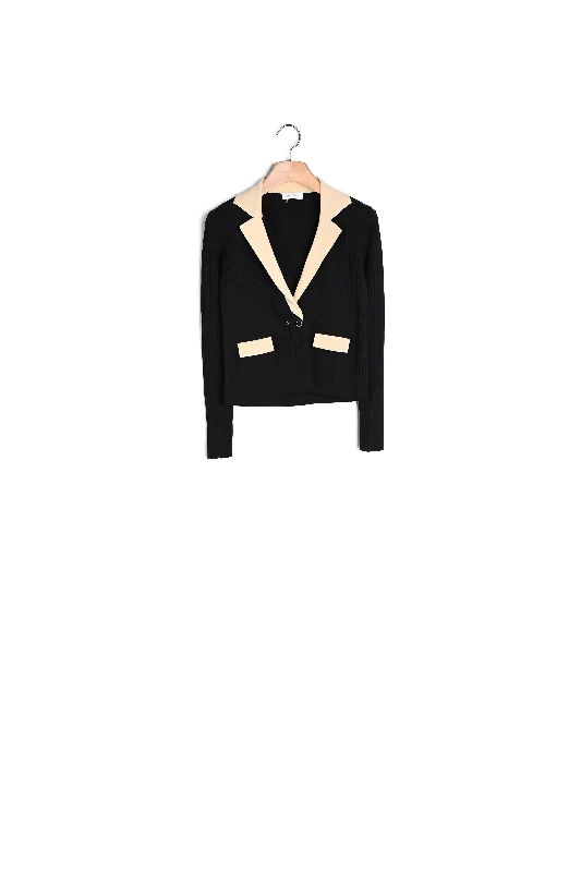 cashmere blend women cardigan for a luxurious feelCardigan court au col contrasté