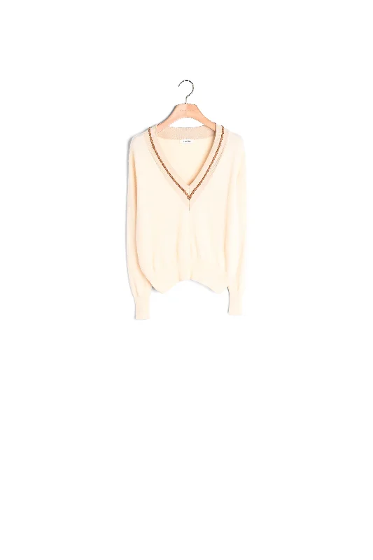 button down women cardigan with vintage buttonsPull au col V contrasté