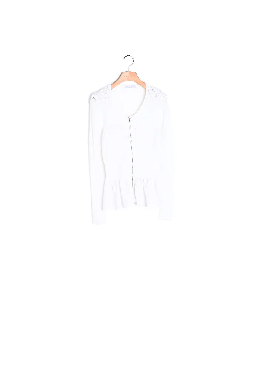 floral print women cardigan for a feminine touchGilet zippé à basques