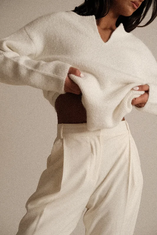 cable knit women cardigan with intricate patternsJenelle Fluffy Oversized Jumper - Ivory