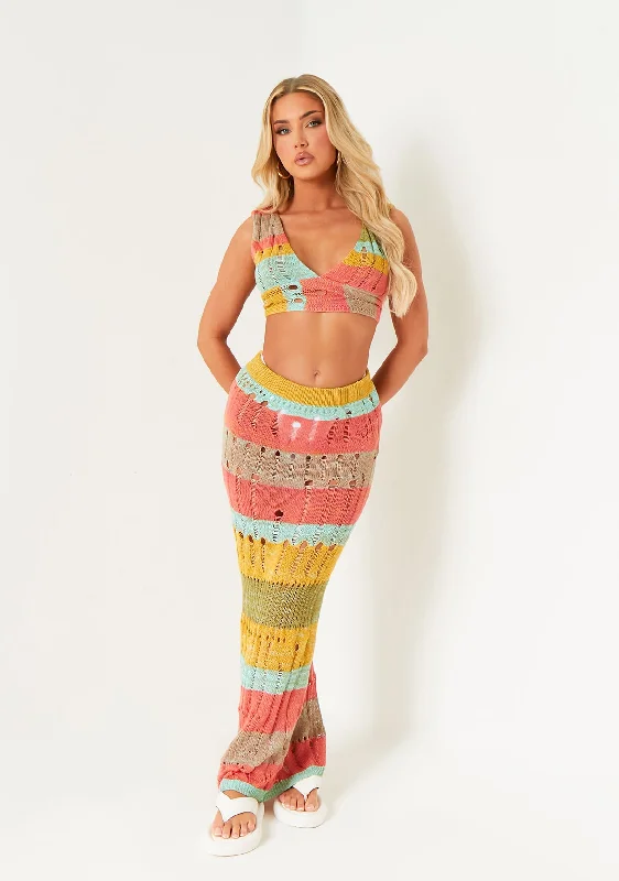 lightweight women cardigan for spring and fallMadison Multi Colour Stripe Knitted Bralette lightweight women cardigan for spring and fallMadison Multi Colour Stripe Knitted Bralette