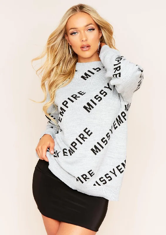 Palacida Grey Missy Empire Slogan Knitted Jumper