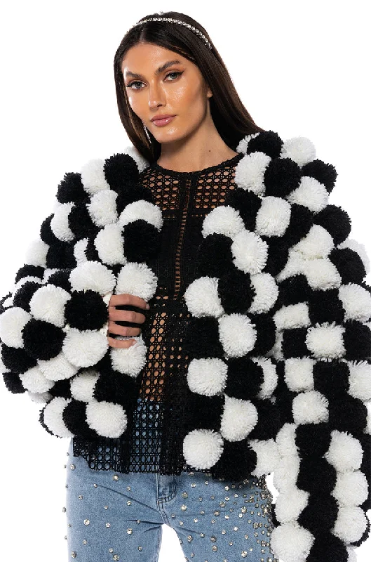 oversized women cardigan for a trendy and cozy lookPOM POM CARDIGAN