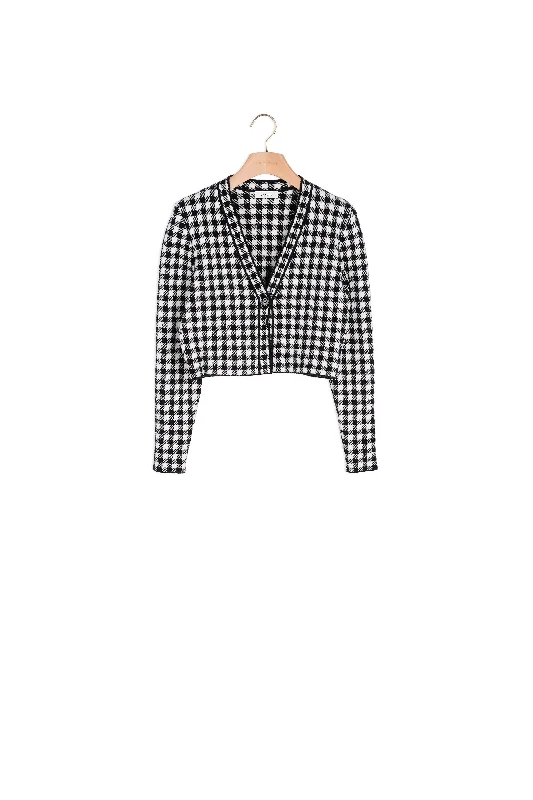 lightweight women cardigan for spring and fallCardigan court jacquard vichy