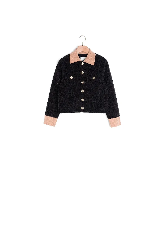 long length women cardigan with side slitsCardicoat court en maille velours